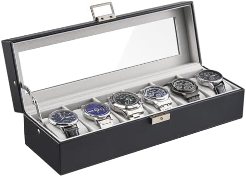 ProCase 6 Slots Watch Case Box for Men -Black by ProCase