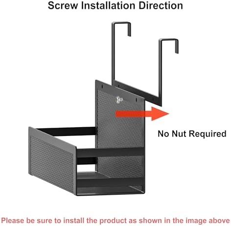 Hanging Bathroom Baskets Fine Mesh Wire Storage Basket Over Cabinet Door Organizer No Drilling Required for Kitchen Bathroom Office, 2 Larges, Black - Image 3