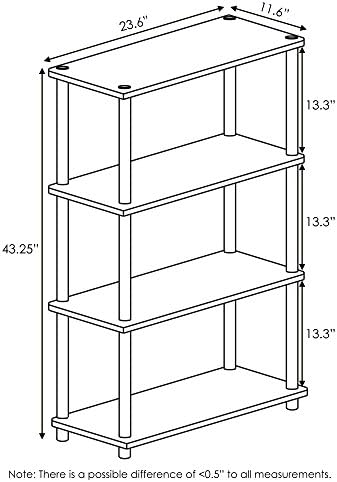 Furinno Turn-N-Tube Toolless 4-Tier Storage Shelves, Columbia Walnut - Image 3