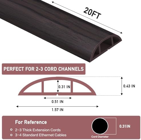 LSGCQ Floor Cord Cover Self Adhesive Cord Hider Floor Cable Management - Image 2