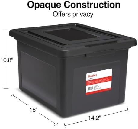 STAPLES Plastic File Box with Snap Lid, Letter/Legal Size, Black, 2/Pk - Image 5
