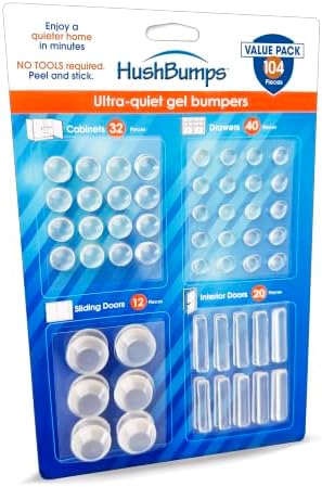 HushBumps Gel Bumpers for Cabinets, Doors & Drawers, 104 Pc Variety Pack by HushBumps