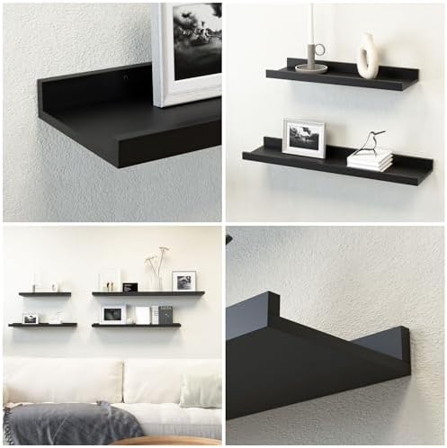 Boswillon Floating Shelves Set of 2, Long Wall Shelf with Lip, 72in, Black - Image 5