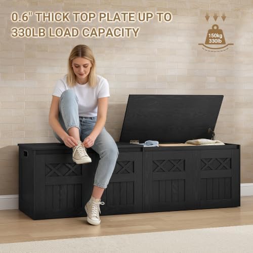 Hzuaneri 59 inches Rustic Storage Chest and Bench | 70 Gal | 330lb Seat - Image 5
