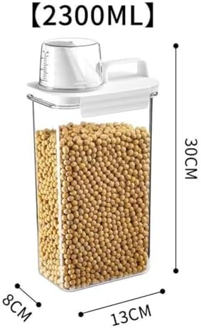 2Pcs Rice Dispenser Storage Containers, 2.3L Small Rice Bucket with Measuring Cup & Pour Spout, Kitchen Plastic Airtight Container for Cereal, Grain, Flour, Sugar, Oatmeal, Dry Pet Dog Food - Image 7