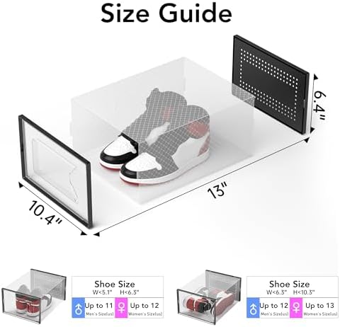 Foluck X-Large 15 Pack Shoe Storage Organizer Box Clear Plastic Stackable - Image 2
