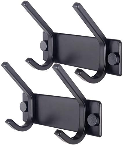 WEBI Coat Rack Wall Mounted,2 Coat Hooks for Hanging Coats,Heavy Duty Metal Hook Rack Hook Rail Coat Hanger Wall Mount for Clothes Entryway Jacket,Black,2 Packs by WEBI