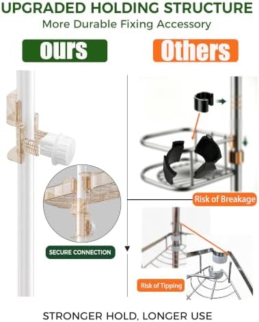 Shower Caddy Shelves Organizer Tension Pole for Bathroom,Amber - Image 5