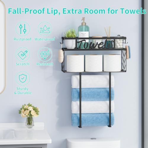 HapiRm Wall Towel Rack for Bathroom, Papper Towel Holder for Above Toilet - Image 5