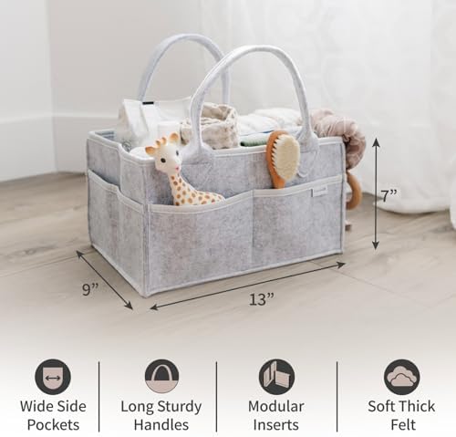PUTSKA Baby Diaper Caddy Organizer, Felt Nursery Basket, Gray, Regular - Image 2