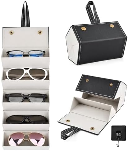 5 Slots Travel Sunglasses Organizer Holder, Foldable Travel Sunglass Case by Unknown