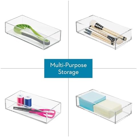 iDesign Stackable Makeup Drawer Organizer, Set of 6, Clear - Image 4