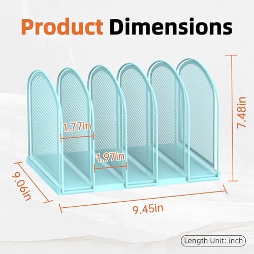 SUPEASY 5-Section Vertical File Organizer, Mesh Desk Organizer, Blue - Image 2