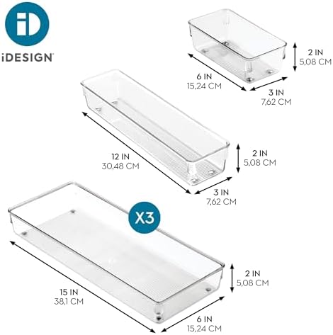 iDesign 5-Piece Kitchen Drawer Organizer Set, Clear - Image 4