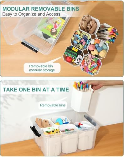 NUMIFUN 17QT Clear Storage Bins with Lids & Dividers for Crafts - Image 3