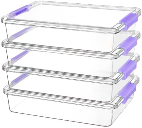 Vtopmart 4 Pack 6 Qt Plastic Storage Bins with Lids, Sensory Bins, Purple by Vtopmart