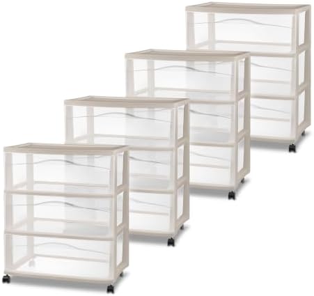 Sterilite Wide 3-Drawer Cart with Wheels for Bedroom and Dresser, Grey - Image 7