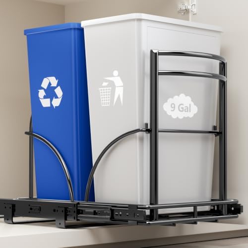 Dual Pull Out Trash Can Under Cabinet Rack-No Can Included, Under Sink by ANASTA