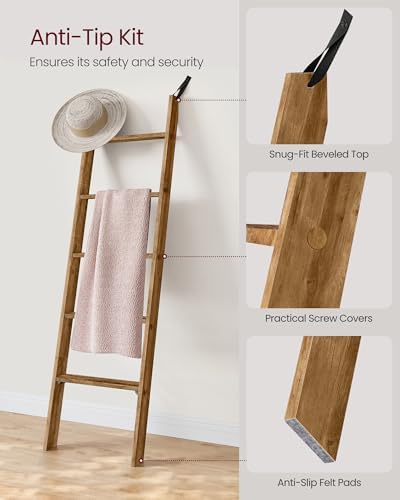 VASAGLE 5-Tier Blanket Ladder, Modern Basic Ladder Shelf - Image 5