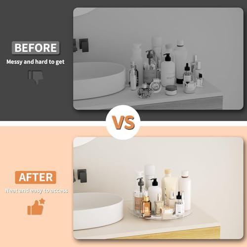 2 Pack Lazy Susan Organizer Turntable, Clear 9 Inch Rotating Organizer Tray for Cabinet Table Top, Round Non-Skid Refrigerator Lazy Susan, Kitchen Storage for Pantry Countertop Bathroom, Spice Rack - Image 6