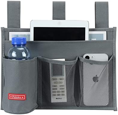 Hanging Bedside Caddy,Bedside Organizer Caddy for Bed Rails(Classic 4 Pockets-Grey) - Image 2