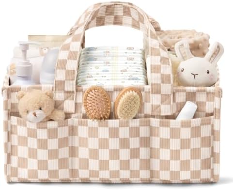 Corduroy Baby Diaper Caddy Organizer with Handles, Nursery Storage Basket by Unknown