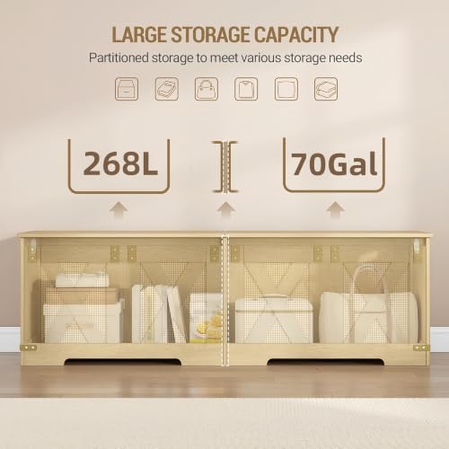 Hzuaneri 59 inches Boho Storage Chest and Bench | 70 Gal | 330lb Seat - Image 4