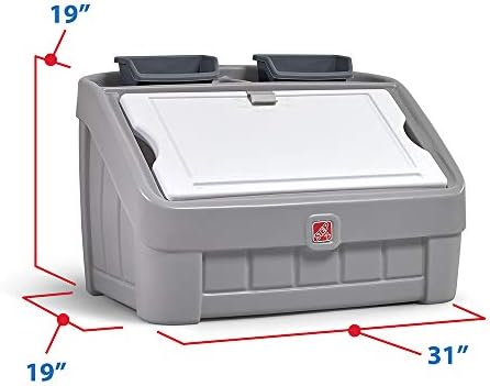 Step2 2-in-1 Toy Box & Art Lid, Kids Toy Storage Bin & Organizer, Easel & Chest in One, Made of Durable Plastic, For Toddlers 2+ Years Old, Gray - Image 5