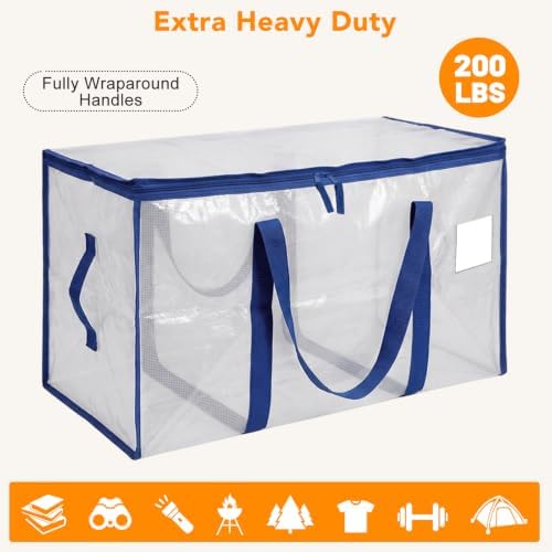 Dntorx 8 Pack 93L Clear Moving Bags Heavy Duty Extra Large 200LBS, Blue - Image 6