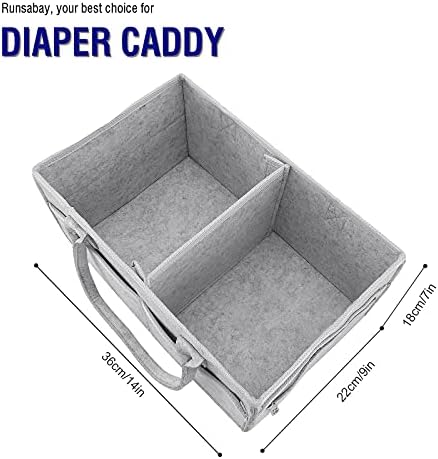 Runsabay. Nursery Basket-Baby Diaper Caddy Organizer for Changing Table-Portable Holder Tote Bag-Car Organizer with Removable Divider-Best Shower Gift Basket for Newborns Registry- Grey & Large Size - Image 3