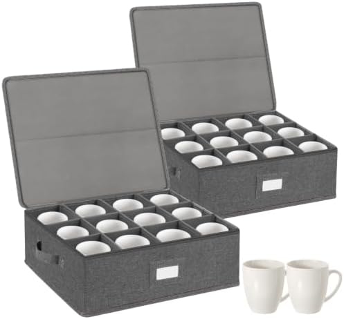 Cup and Mug Storage Box and Dividers 2 Pack, Hard Shell Coffee Mug Storage by popoly