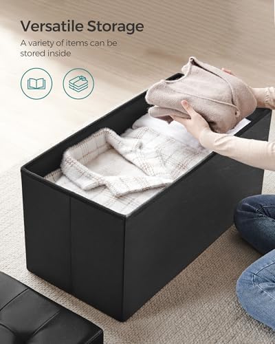 SONGMICS 30 Inches Folding Storage Ottoman Bench with Flipping Lid - Image 6