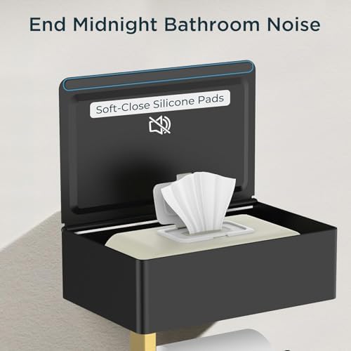 FORIOUS Toilet Paper Holder with Shelf, Wall-Mounted Modern Wipes Dispenser - Image 4