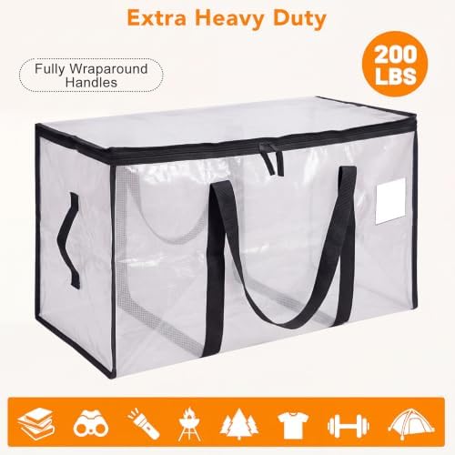 6 Pack 93L Extra Large Heavy Duty Clear Moving Bags 200LBS, Black Edges - Image 6