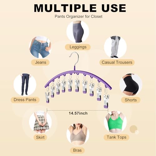 Volnamal Legging Organizer for Closet,2 Pack Metal Yoga Pants Hanger-Purple - Image 3