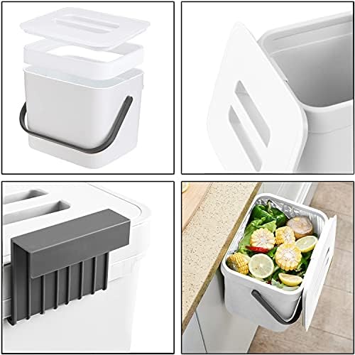 LALASTAR Trash Can with Lid, Wall-Mounted Under Sink Small Garbage Can for Kitchen, Bathroom, Hanging Plastic Trash Can, 1.8 Gallon, White - Image 5