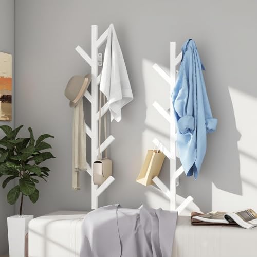 Vlush Wall-Mounted Coat Racks, 2 Pack 9 Hooks, White Coat hooks - Image 4