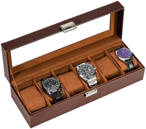 ProCase Watch Box, 6 Slot Mens Watch Display Case, Espresso by ProCase