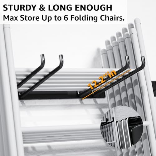YYR Folding Chair Storage Rack, Garden Tool & Foldable Chairs Organizer Hangers for Garage Organization, Lawn, Beach, Camping, Yard Chairs Hooks Wall Mount, Soild Metal Max Load 480 LBS - 4 Pack - Image 5