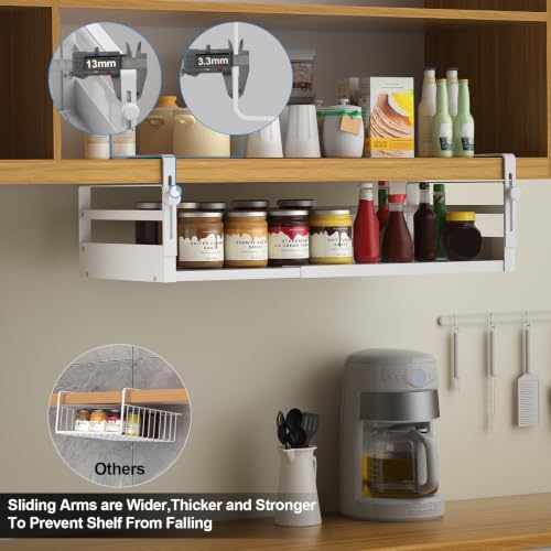 AmonHouseware 2Pack Expandable Under Shelf Storage Basket Organizer,White - Image 5
