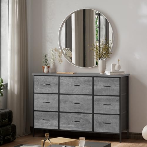 VASICAR Dresser for Bedroom with 9 Deep Drawers, Wide TV Stand TV Console - Image 2