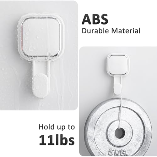 LEVERLOC 4 Pack Suction Cup Hooks for Inside Shower, Towels & Looafhs White - Image 7