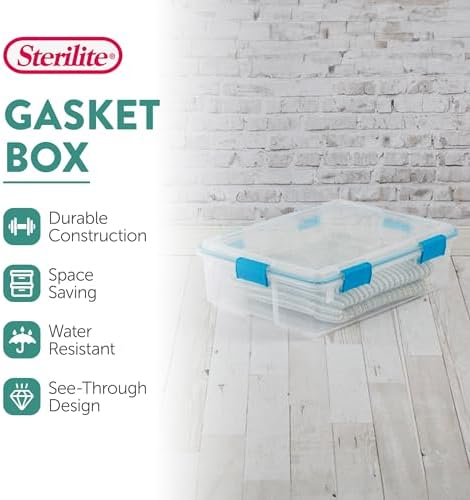 Sterilite Gasket Storage Box with Lids for Home & Office, 37 Quart, 16-Pack - Image 2