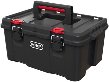 Keter Stack N' Roll Tool Box, Heavy-Duty Portable Tool Storage Case with Removable Utility Tray, Metal Latches, Safety Lock System and Padlock-Ready Design by Unknown