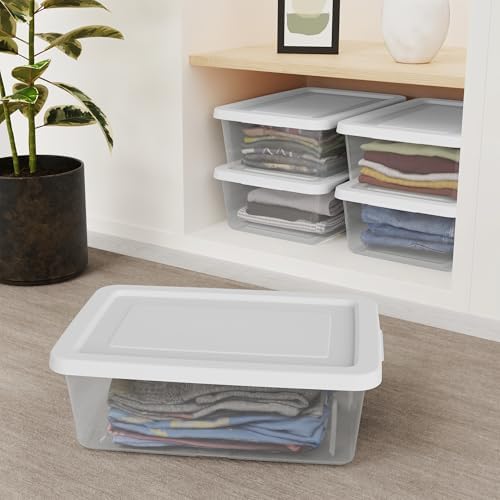 Sterilite Storage Box Stackable Tote, White, 12 Quart, 24 Pack - Image 4