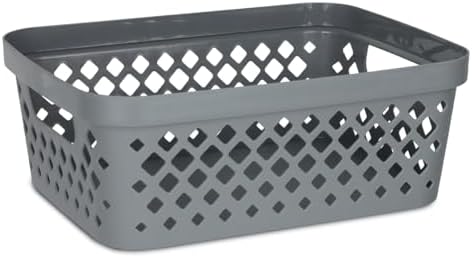 Glad Plastic Storage Basket Set, Value Pack of 6 | Open Storage Bins for Shelves, Bathroom, Pantry, Closet | Nesting Organizer Boxes with Handles, 2 Gallon, Grey - Image 2