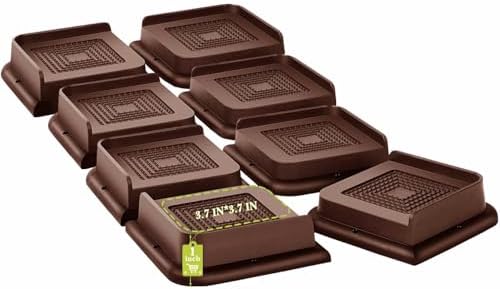 Bed Risers 1 inch, 2 inch, 3 inch, 4 inch, 6 inch, 8 inch Heavy Duty, Oversized Furniture Riser for Couch Sofa Table Chair Leg Frame Dorm, Support up to 6000 Lbs (Chocolat Brown 8 Pack, 1 inch) by Yookwutar