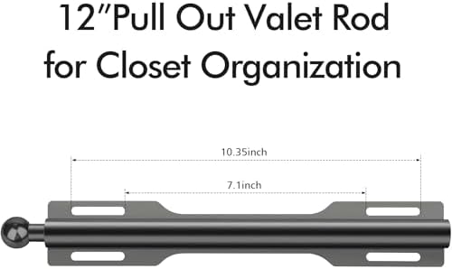 12" Valet Rod for Closet Pull Out (1 Pack, Black) - Image 2