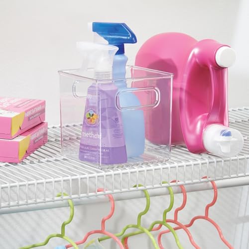iDesign Storage Bin with Handles, Cube Organizer, Set of 4, Clear - Image 6