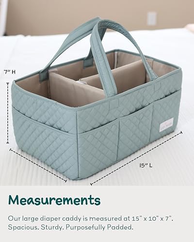 Lily Miles Baby Diaper Caddy Organizer, Quilted Nursery Storage Basket for Newborn Essentials and Diaper Changing Station, Gift for Baby Shower and Registry Must-Have (Willow Green) - Image 5